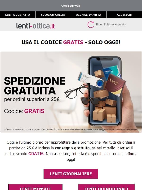 Spedizione gratuita solo fino a mezzanotte di oggi 📦