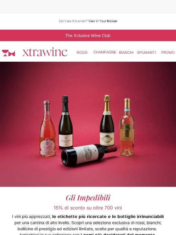 15% di sconto sui vini impedibili