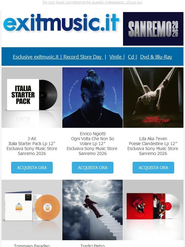 Scopri Le Nostre Esclusive di Questo Sanremo 2026 @exitmusic.it .. Acquista Ora !!