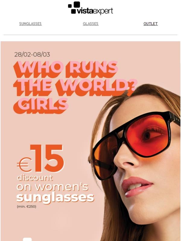 Women’s Day 💐 €15 off women’s sunglasses (min. €250 purchase) ✨