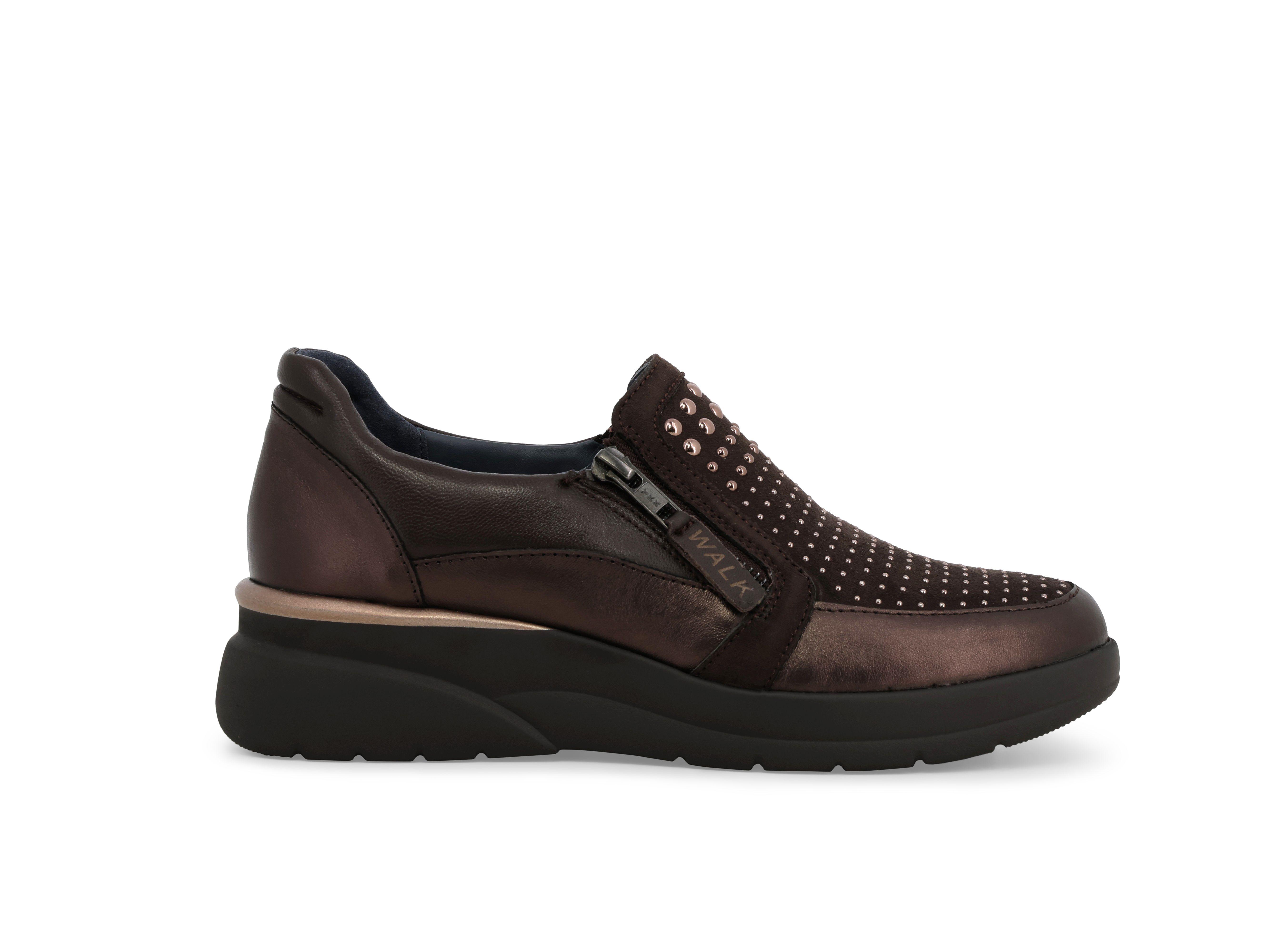 Sneakers donna in pelle e camoscio bronzo k55441z