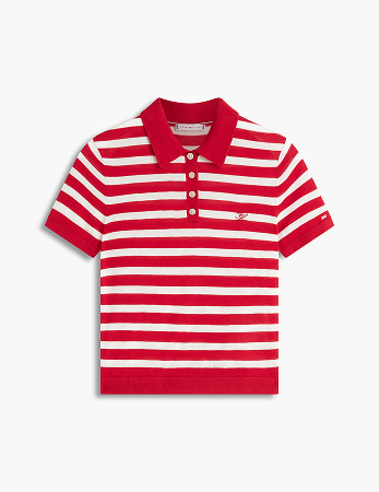 Pullover polo con seta a maniche corte