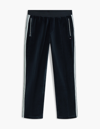 Joggers in velour con stemma ricamato