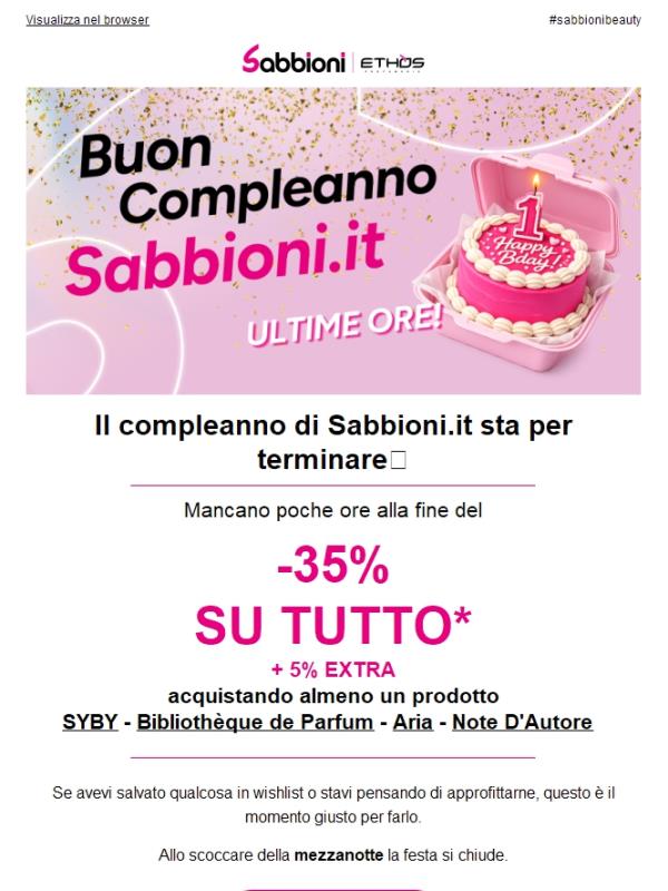 🎂 -35% SU TUTTO