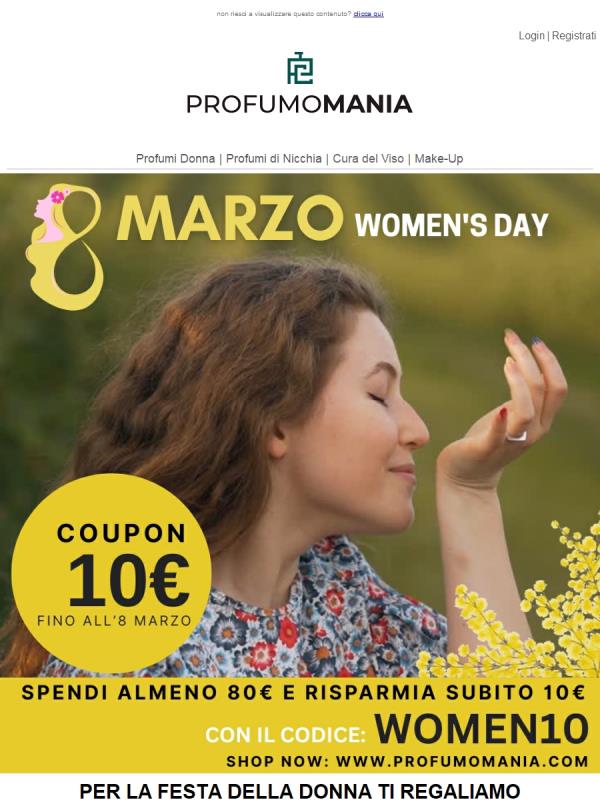 🌻 Festeggia la Donna con 10€ di Sconto Immediato! ⏳