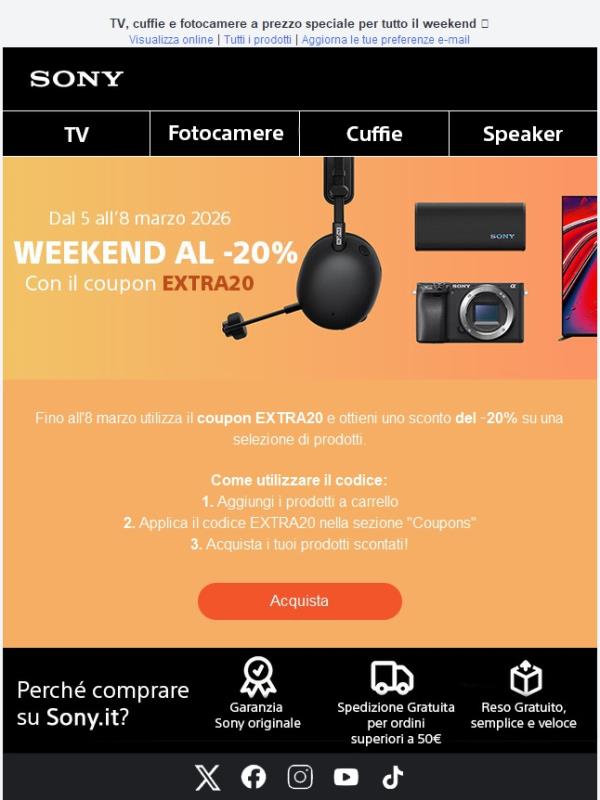 Weekend di sconti⭐: -20% su una selezione di prodotti