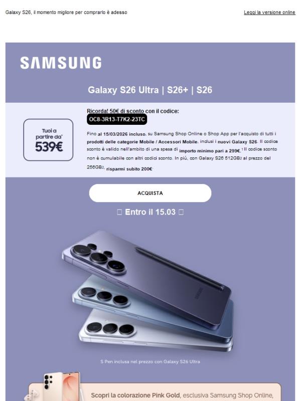 Fino a €690 di vantaggi se ordini ora