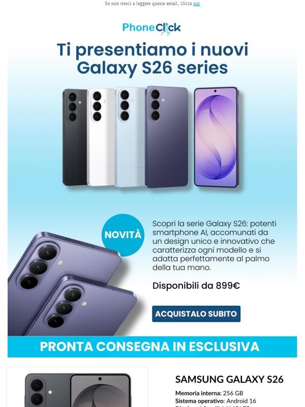 👋 Scopri i nuovi Samsung Galaxy S26