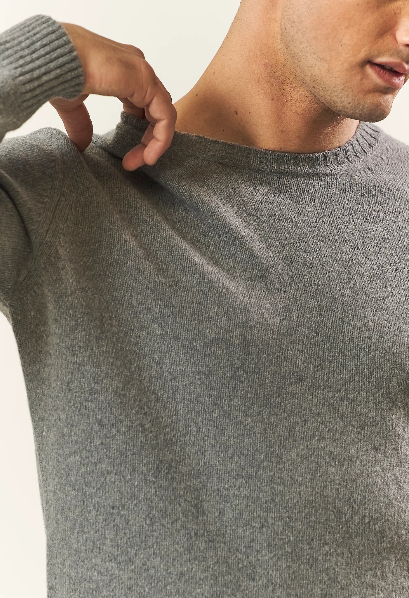Image of Girocollo puro cashmere grigio