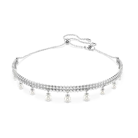 Girocollo Ariana Grande x Swarovski, Crystal Pearl, Taglio Round, Bianco, Placcato rodio