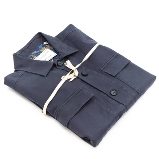 Shirt Jacket in cotone blu navy
