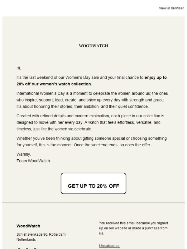 Last weekend celebrate her - 20% OFF 🤍