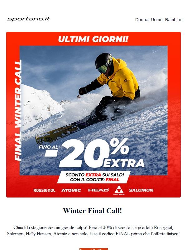 Fino al 20% di sconto su abbigliamento e attrezzatura da sci e fitness!