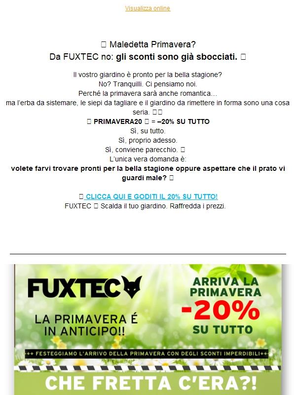 SCONTI PRIMAVERILI DA FUXTEC! 20% SU TUTTO