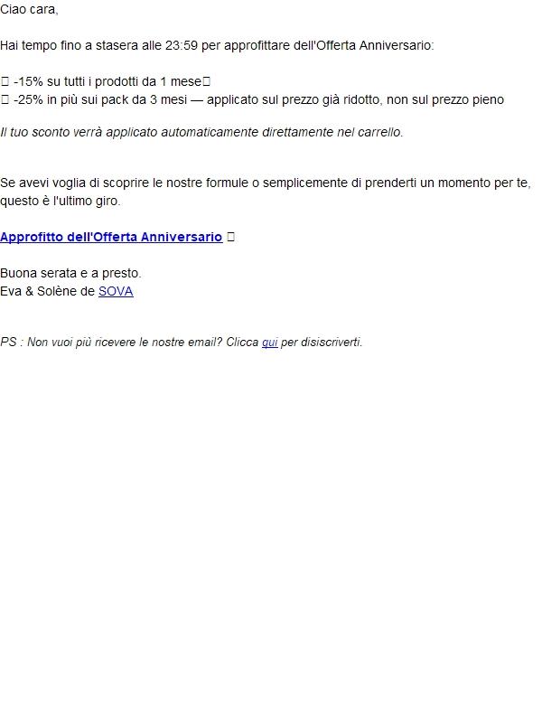 Ancora qualche ora — poi l'Offerta Anniversario chiude 🤍