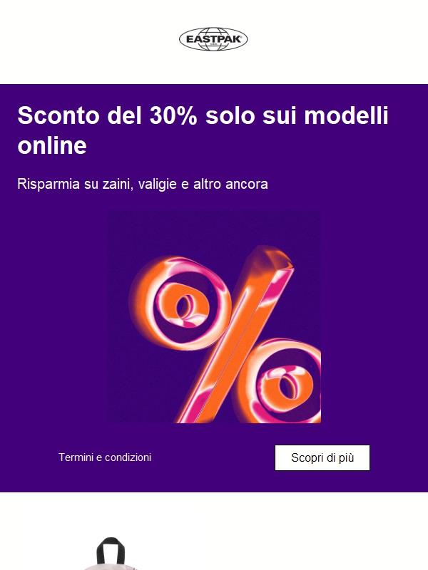 Sconto del 30% solo sui modelli online