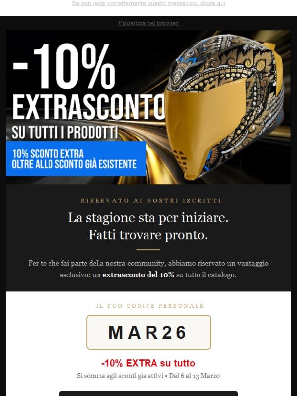 MAR26 attivo: -10% Extra • Scade giovedì 13