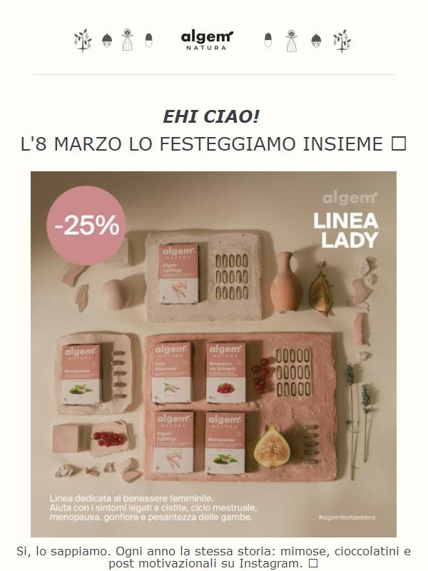 🌼 L'8 marzo festeggiamo a modo nostro: -25% sulla Linea Lady