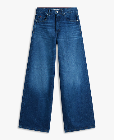 Jeans larghi a vita alta stile 70s