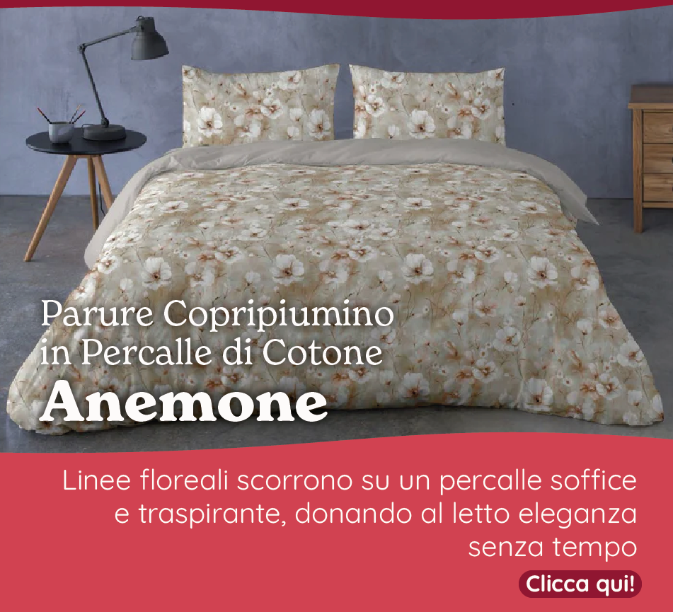 Parure Copripiumino in Percalle di Cotone con Stampa Floreale - Anemone