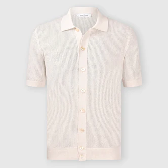 Camicia in Maglia con Lavorazione Traforata / Panna