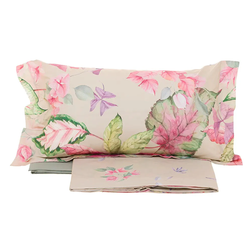 Completo Lenzuola Matrimoniale Sentosa Tessitura Randi Percalle Cotone 200TC