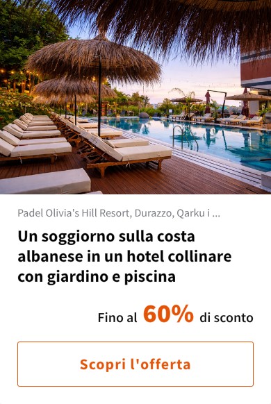 Un soggiorno sulla costa albanese in un hotel collinare con giardino e piscina