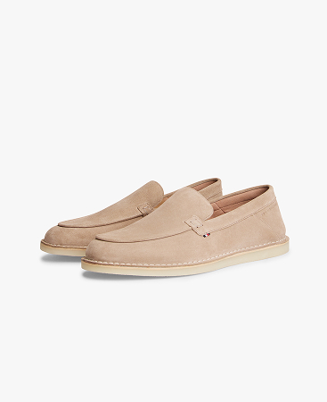 Mocassini in camoscio con logo impresso