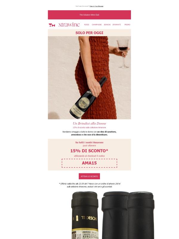 Un brindisi alle donne: 15% di sconto sulla collezione Amarone
