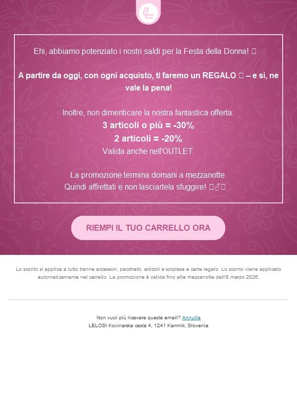 Un regalo GRATUITO con ogni acquisto 🎁