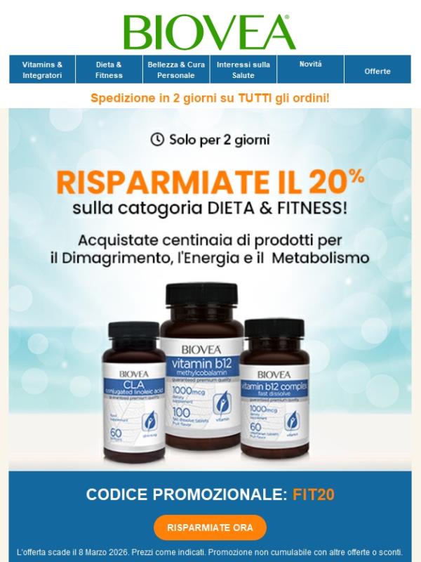 Mantieniti in Forma con Meno: 20% di Sconto su Essenziali per Dieta e Fitness!