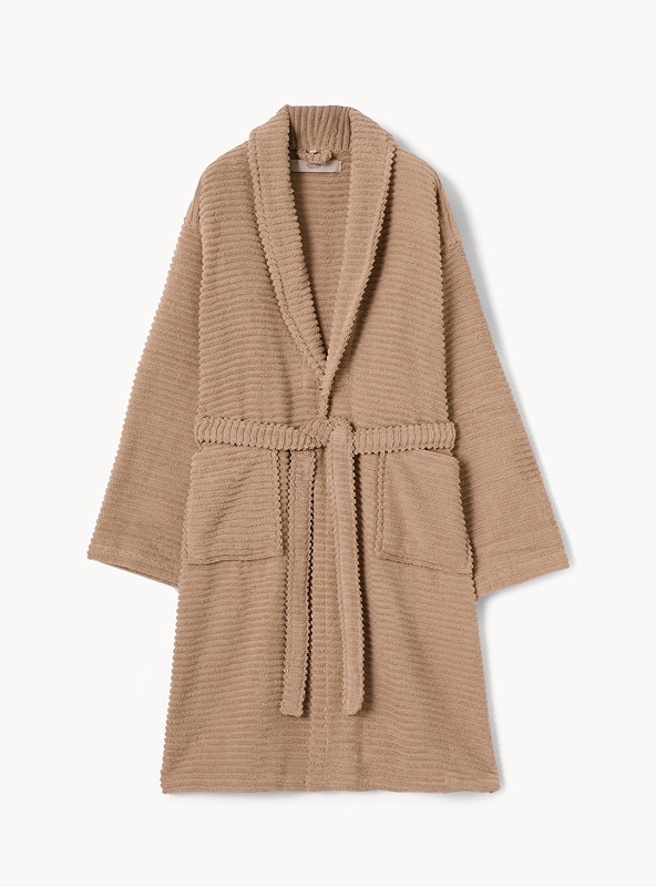 Accappatoio in soffice spugna zero twist di puro cotone a righe Accappatoio in soffice spugna zero twist di puro cotone a righe