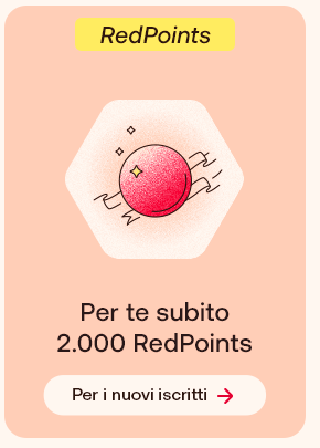 Banner fedelt&agrave; con testo &ldquo;Per te subito 2.000 RedPoints&rdquo; e pulsante &ldquo;Per i nuovi iscritti&rdquo;.