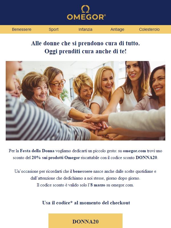 L’8 marzo è anche per te 💛 -20% su Omegor