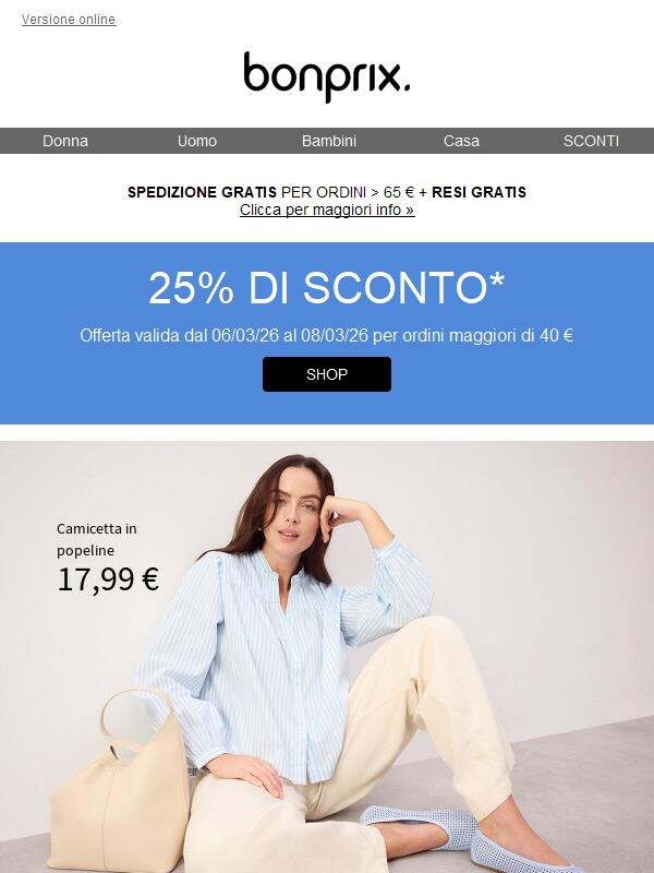 Festa della Donna: oggi fai shopping con il 25% di sconto ✨