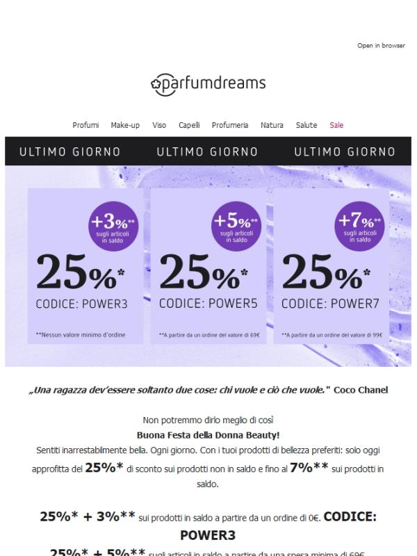 Solo ancora per oggi: 25% + fino al 7% sui prodotti in saldo