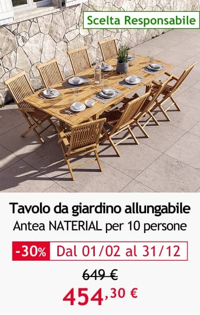 Tavolo da giardino allungabile Antea NATERIAL per 10 persone