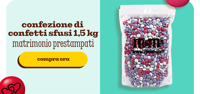 CONFEZIONE DI CONFETTI SFUSI 1,5 KG MATRIMONIO PRESTAMPATI