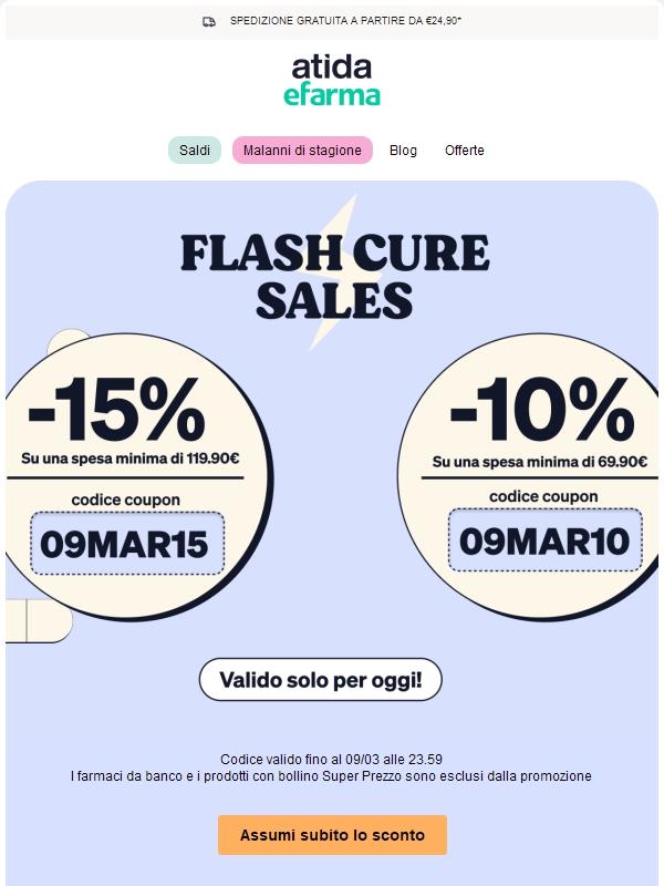 ⚡ Flash Cure Sales | Fino al 15% di Sconto!