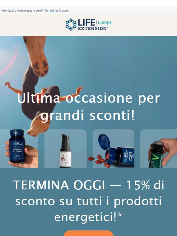 Termina oggi: 15% sui prodotti energetici