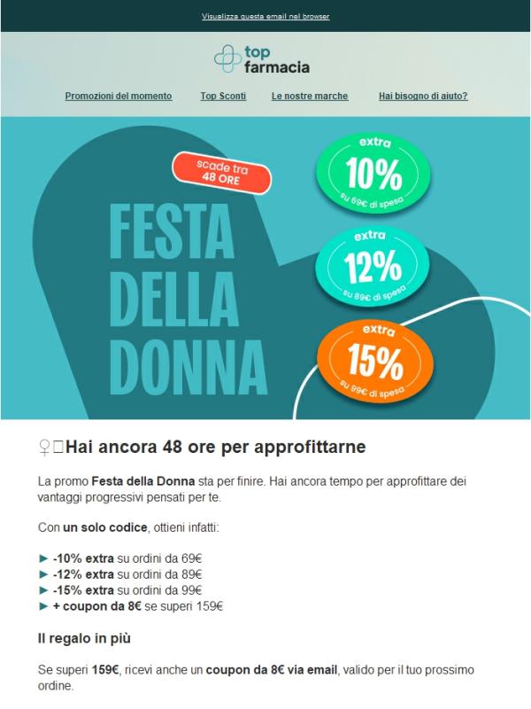 ⏳ Ultime 48h: fino al -15% + 8€