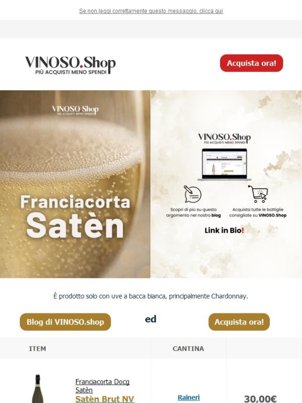 🍾 VINOSO | Franciacorta Satèn: perlage più fine