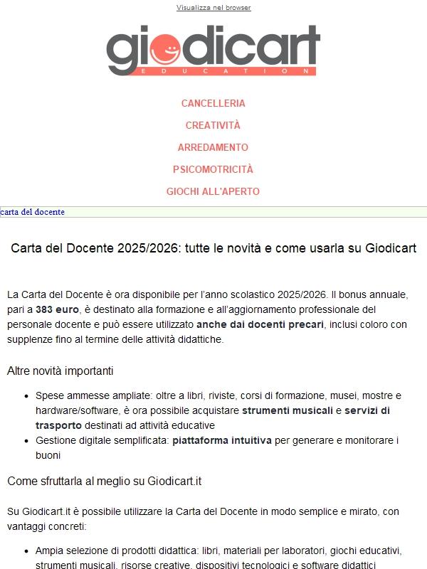 Carta del Docente 2025/2026: tutte le novità