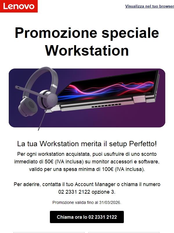 €50 di sconto su Monitor, accessori e SW per ogni workstation