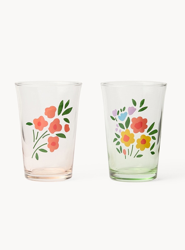 Bicchieri in vetro motivo fiori
