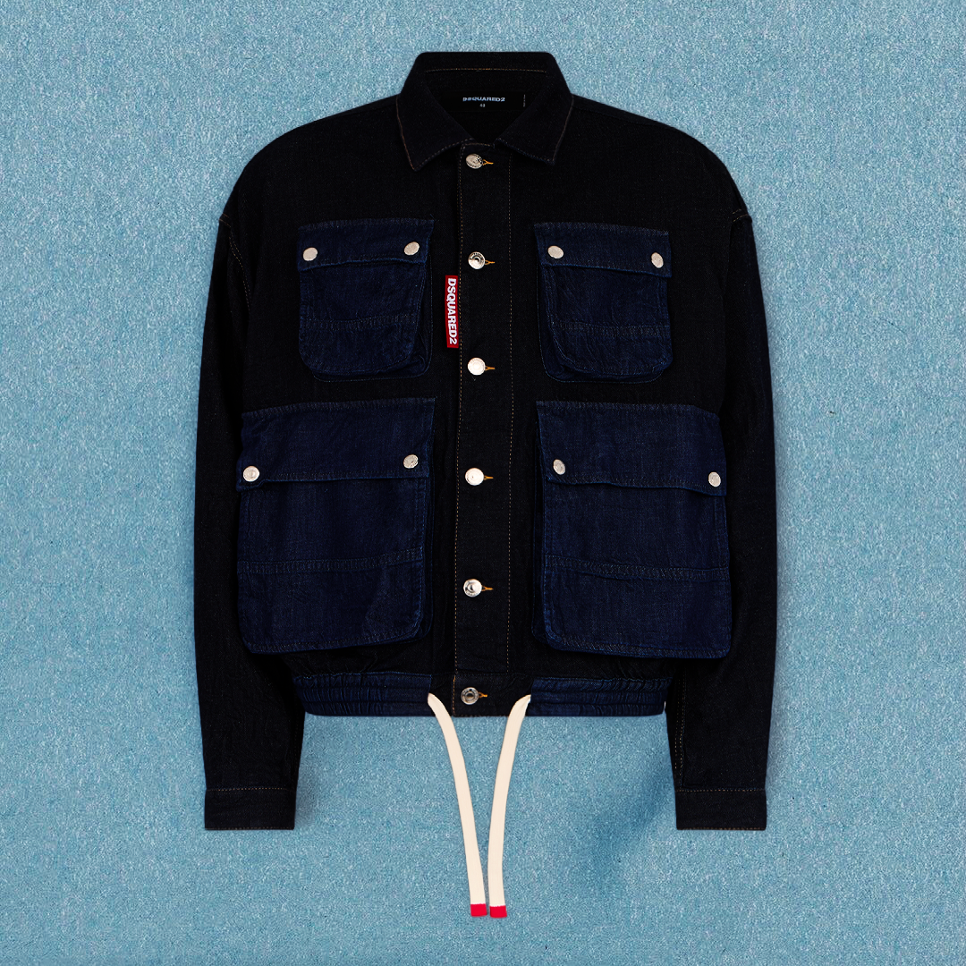 Dark Wash Cargo Jean Jacket