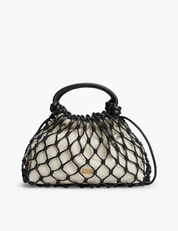 Borsa a tracolla in pelle con motivo macramè