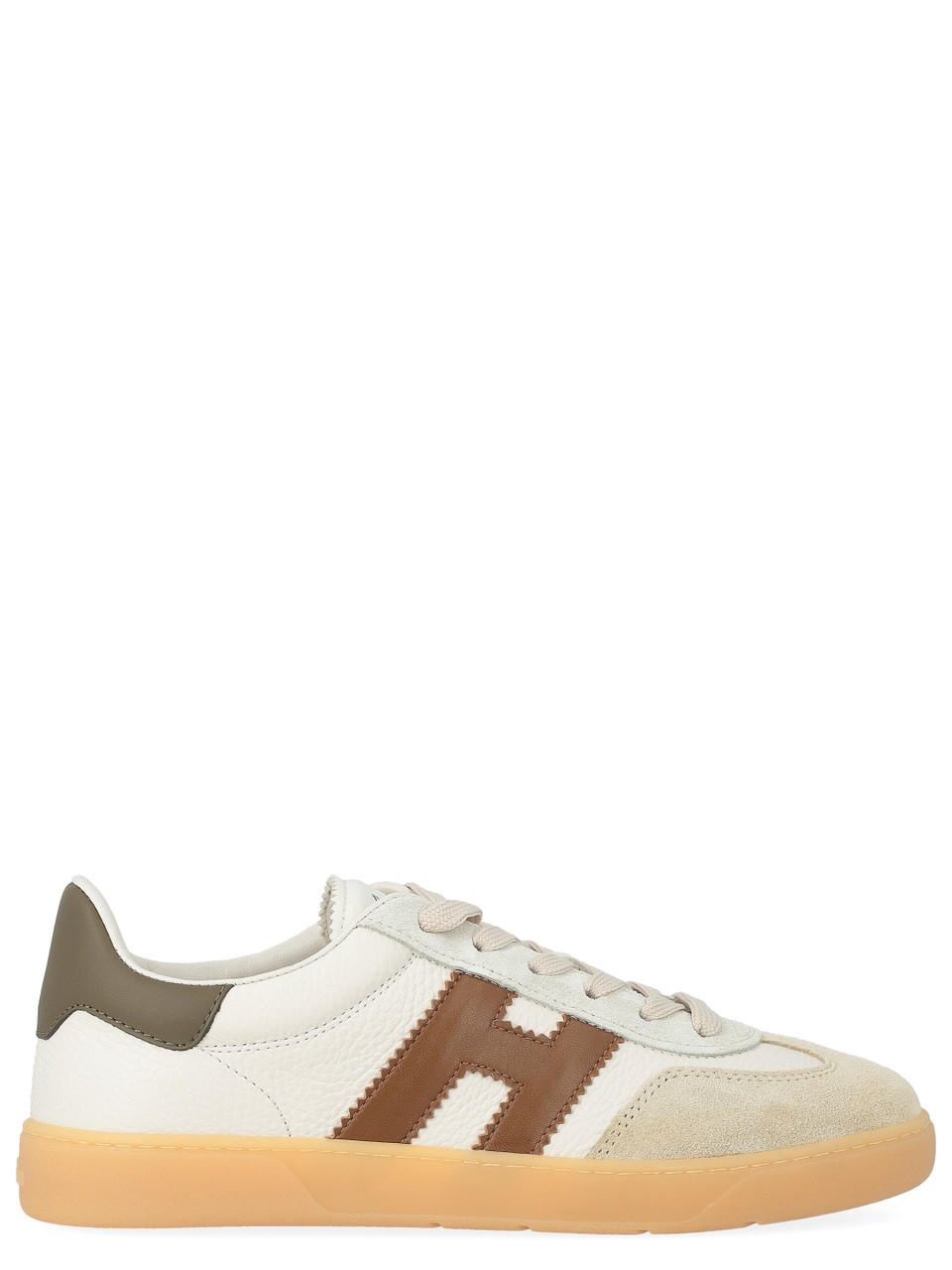 Image of Sneaker Hogan Cool in pelle liscia color bianca e verde