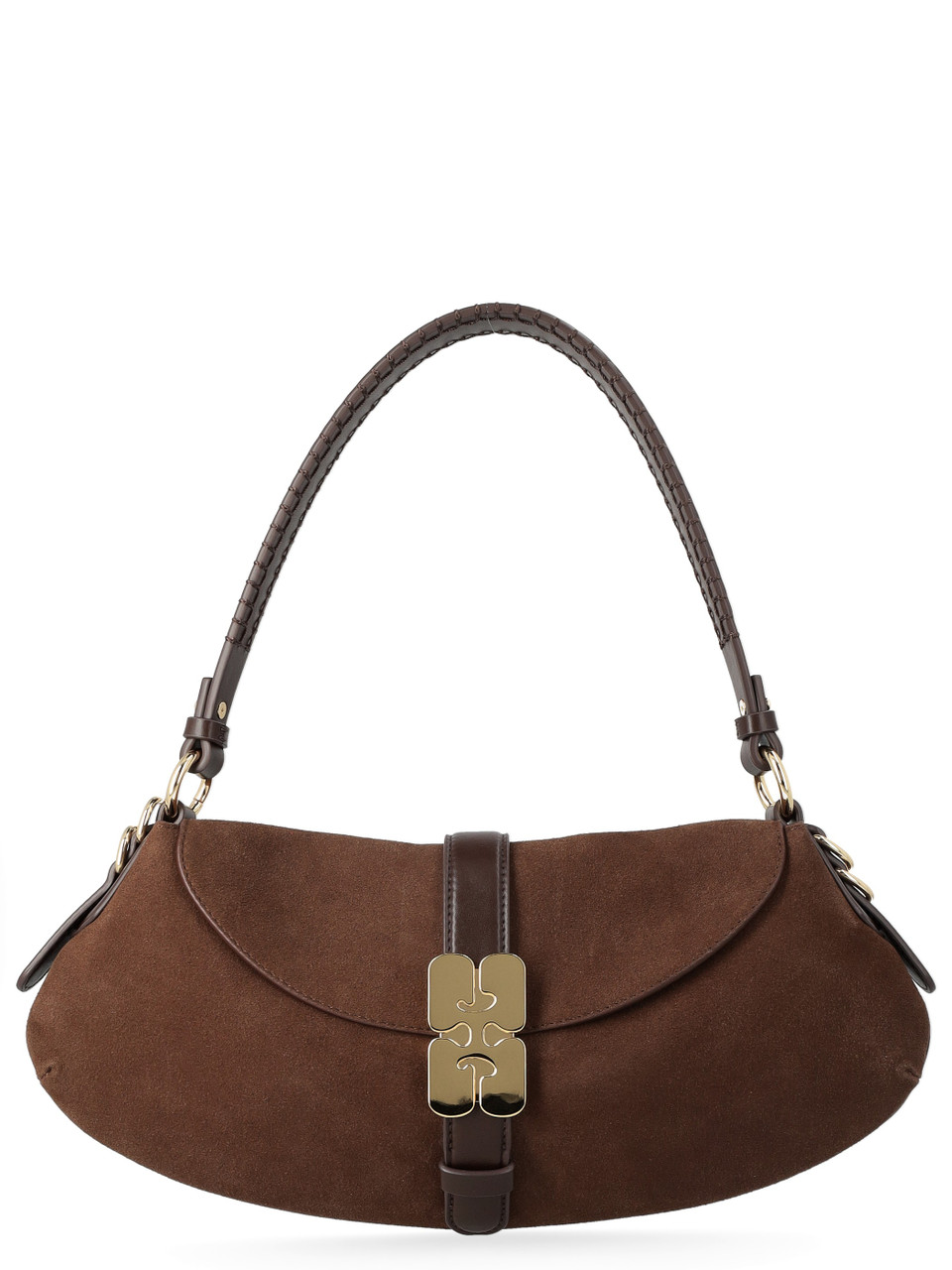 Image of Borsa Ganni B-Kat in pelle scamosciata caffè