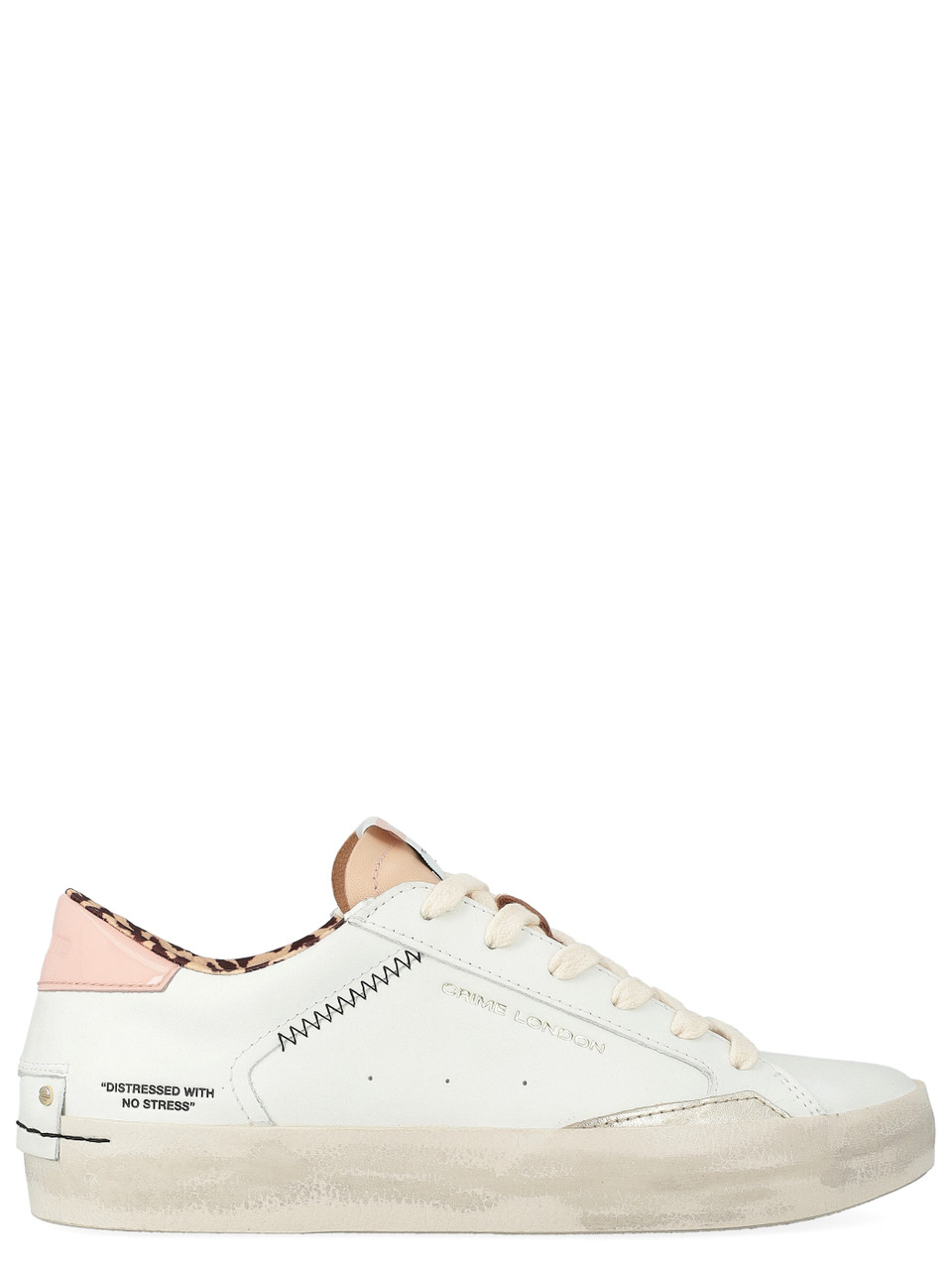 Image of Sneaker Crime London Distressed Sun Tan in pelle bianca